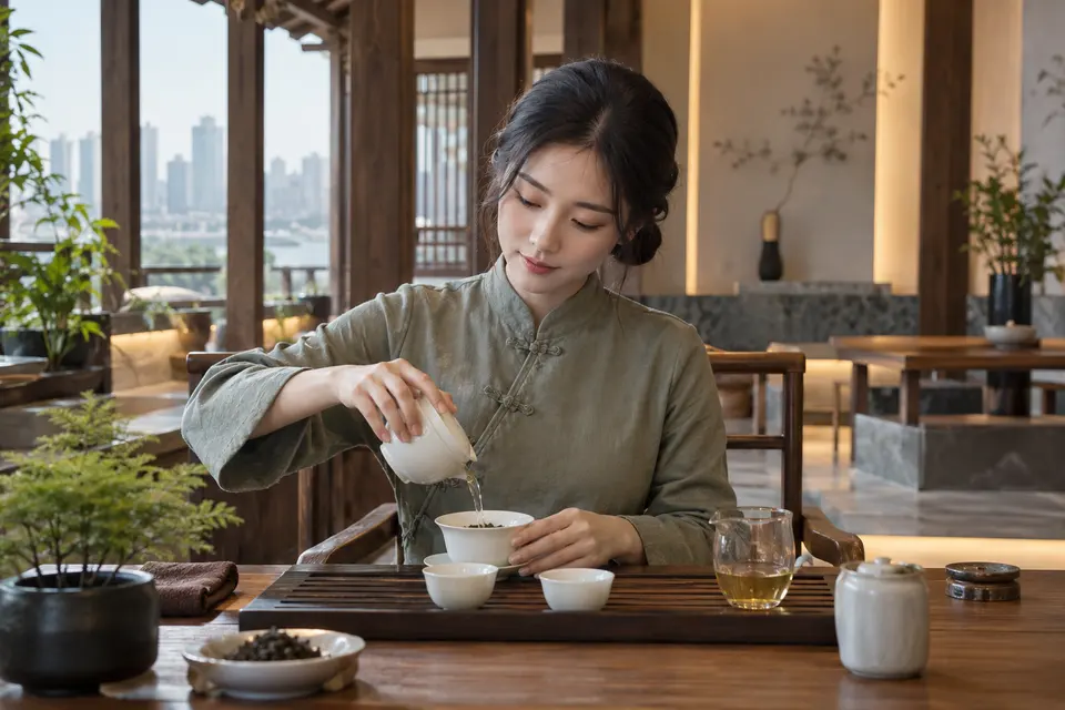 新中式盖碗冲泡场景示意